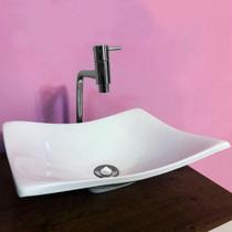 Cuba Retangular Folha Branca Com Torneira e Valvula Cromada Cuba Retangular Folha Branca Com Torneira e Valvula Cromada