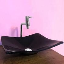 Cuba Retangular Folha Preta Com Torneira e Valvula Cromada Cuba Retangular Folha Preta Com Torneira e Valvula Cromada