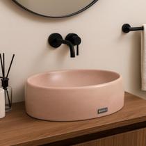 Cuba Rosa Pequena Banheiro Oval Apoio Lavabo Concreto Sobrepor Pia Rose