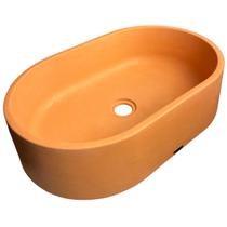 Cuba Rustica Sobrepor Lavabo Apoio Banheiro Oval Concreto Grande Terracota