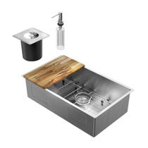 Cuba Simples Bistrô 70x40x20 Escovado com Acessórios e Lixeira FSC100% Docol