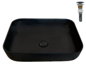 Cuba Sobrepor Cerâmica Banheiro Retangular Preta Com Válvula