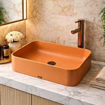 Cuba Sobrepor Retangular Concreto Rustica Industrial de Apoio Terracota Lavabo Cuba Sobrepor Retangular Concreto Rustica Industrial de Apoio Terracota Lavabo