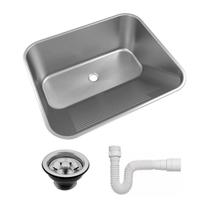 Cuba Tanque Mekal 60x50 Escovado Ct 60 Rebordeado Aço Inox Grande Fosca Embutir Sobrepor ou Encaixar