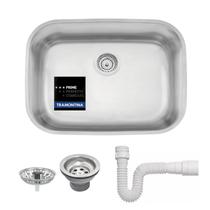 Cuba Tramontina 48x34x18 Prime Cozinha Pia Lavínia Aço Inox Acetinada com Válvula Tramontina e Sifão