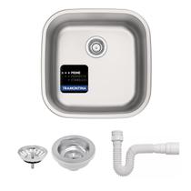 Cuba Tramontina Aria Maxi 40x40 BS Prime Aço Inox Acetinado Cozinha de Embutir Sobrepor com Válvula Tramontina e Sifão Cuba Tramontina Aria Maxi 40x40 BS Prime Aço Inox Acetinado Cozinha de Embutir Sobrepor com Válvula Tramontina e Sifão