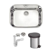 Cuba Tramontina Aria Maxi 40x40 Escovado + Lixeira Tramontina e Sifão Cuba Tramontina Aria Maxi 40x40 Escovado + Lixeira Tramontina e Sifão