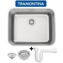 Cuba Tramontina Dora 50x40 Aço Inox Prime Acetinado Fosca 50 BL R6 Pia Cozinha com Válvula e Sifão