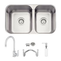 Cuba Tramontina Isis 2C 34-28 BS 69x40 Inox Acetinado + Torneira Deca Level Dosador e Sifão Duplo Cuba Tramontina Isis 2C 34-28 BS 69x40 Inox Acetinado + Torneira Deca Level Dosador e Sifão Duplo