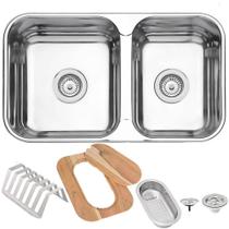 Cuba Tramontina Isis 2C 34 28 BS 69x40cm Aço Inox com Acabamento Polido com Acessórios 94062412 Cuba Tramontina Isis 2C 34 28 BS 69x40cm Aço Inox com Acabamento Polido com Acessórios 94062412