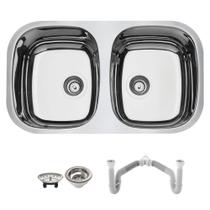 Cuba Tramontina Isis 2C 34 Bl 77X45 94030202 Aço Inox Alto Brilho + Sifão Duplo