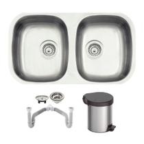 Cuba Tramontina Isis 2C 34 BL 77x45 Acetinado + Lixeira Tramontina e Sifão Duplo