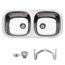 Cuba Tramontina Isis 2C 34 Bl 78X40 94061407 Aço Inox Polido + Sifão Duplo Cuba Tramontina Isis 2C 34 Bl 78X40 94061407 Aço Inox Polido + Sifão Duplo