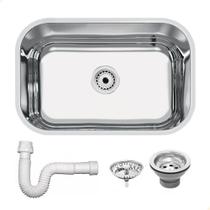 Cuba Tramontina Lavínia 47x30 cm Standard em Aço Inox Polido 47 BL com Válvula e Sifão 94083507 Cuba Tramontina Lavínia 47x30 cm Standard em Aço Inox Polido 47 BL com Válvula e Sifão 94083507