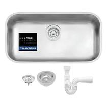 Cuba Tramontina Lavínia 56 Bl Inox Escovado 56x34 com Valvula e Sifão