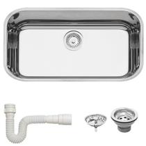 Cuba Tramontina Lavínia 56 BL Perfecta em Aço Inox Polido 56x34 cm com Válvula e Sifão 94054407 Cuba Tramontina Lavínia 56 BL Perfecta em Aço Inox Polido 56x34 cm com Válvula e Sifão 94054407