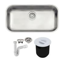 Cuba Tramontina Lavínia 56x34 94024102 Inox Acetinado + Lixeira Arquitech Redonda + Sifão Cuba Tramontina Lavínia 56x34 94024102 Inox Acetinado + Lixeira Arquitech Redonda + Sifão