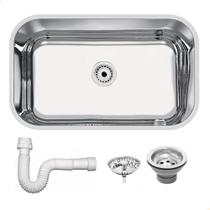 Cuba Tramontina Lavínia 56x34 cm Standard em Aço Inox Polido 56 BL com Válvula e Sifão 94085507 Cuba Tramontina Lavínia 56x34 cm Standard em Aço Inox Polido 56 BL com Válvula e Sifão 94085507