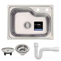 Cuba Tramontina Morgana 55x42 Inox Prime Pia Cozinha Acetinada Fx 48 Embutir + Válvula Tramontina e Sifão Universal Cuba Tramontina Morgana 55x42 Inox Prime Pia Cozinha Acetinada Fx 48 Embutir + Válvula Tramontina e Sifão Universal