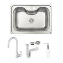 Cuba Tramontina Morgana 60 FX 69x49 93806192 Acetinado + Torneira Deca Level, Dosador e Sifão Cuba Tramontina Morgana 60 FX 69x49 93806192 Acetinado + Torneira Deca Level, Dosador e Sifão