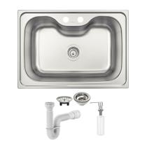 Cuba Tramontina Morgana 60 FX 69x49 Acetinado + Dosador Meber e Sifão Cuba Tramontina Morgana 60 FX 69x49 Acetinado + Dosador Meber e Sifão