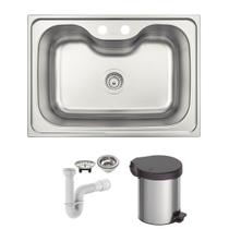 Cuba Tramontina Morgana 60 FX 69x49 Acetinado + Lixeira Tramontina e Sifão Cuba Tramontina Morgana 60 FX 69x49 Acetinado + Lixeira Tramontina e Sifão