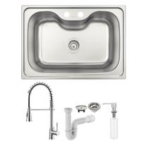 Cuba Tramontina Morgana 60 FX 69x49 Acetinado + Torneira Lorenkitchen, Dosador e Sifão Cuba Tramontina Morgana 60 FX 69x49 Acetinado + Torneira Lorenkitchen, Dosador e Sifão