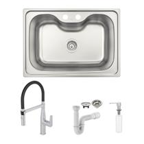 Cuba Tramontina Morgana 60 FX 69x49 Inox Acetinado + Torneira Deca Level Motion, Dosador e Sifão Cuba Tramontina Morgana 60 FX 69x49 Inox Acetinado + Torneira Deca Level Motion, Dosador e Sifão