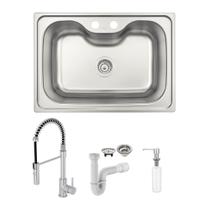 Cuba Tramontina Morgana 60 FX 69x49 Inox Acetinado + Torneira Deca Spin One Dosador e Sifão Cuba Tramontina Morgana 60 FX 69x49 Inox Acetinado + Torneira Deca Spin One Dosador e Sifão