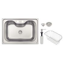 Cuba Tramontina Morgana 60 FX 69x49 Undermount em Aço Inox Escovado com Válvula, Dosador de Sabão e Cesto aramado Cuba Tramontina Morgana 60 FX 69x49 Undermount em Aço Inox Escovado com Válvula, Dosador de Sabão e Cesto aramado