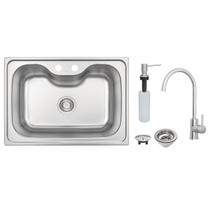 Cuba tramontina morgana 60 fx undermount aco inox com monocomando, dosador de sabao e valvula 93806492 Cuba tramontina morgana 60 fx undermount aco inox com monocomando, dosador de sabao e valvula 93806492