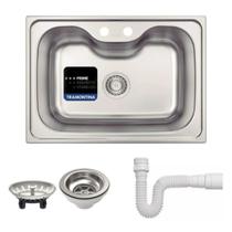 Cuba Tramontina Morgana 69x49 Inox Prime Pia Cozinha Acetinada Fx 60 Embutir Undermount com Válvula Tramontina e Sifão Cuba Tramontina Morgana 69x49 Inox Prime Pia Cozinha Acetinada Fx 60 Embutir Undermount com Válvula Tramontina e Sifão
