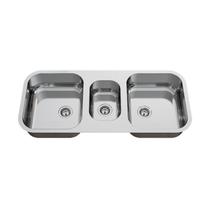 Cuba Tripla para Pia de Cozinha Gourmet em Aço Inox 93cm x 40cm x 18cm Polida Ghelplus. Prata Cuba Tripla para Pia de Cozinha Gourmet em Aço Inox 93cm x 40cm x 18cm Polida Ghelplus. Prata
