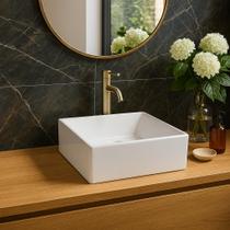 Cuba Tulipa Banheiro Lavabo Quadrada 30x27cm Mármore Sintético