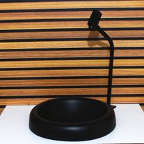 Cuba vidro chapeu 32cm com valvula e torneira preto fosco