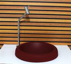 Cuba vidro chapeu 32cm vermelho fosco com torneira e valvula