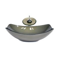 Cuba Vidro Oval 51Cm Ouro Envelhecido + Válvula + Torneira Cuba Vidro Oval 51Cm Ouro Envelhecido + Válvula + Torneira