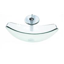 Cuba Vidro Oval Chanfrada 51Cm Jateado + Válvula + Torneira Cuba Vidro Oval Chanfrada 51Cm Jateado + Válvula + Torneira