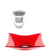 Cuba Vidro Retangular 39Cm Vermelho Ferrari + Valvula Click