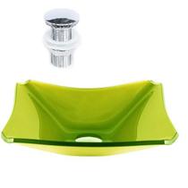 Cuba Vidro Retangular Chanfrada 39Cm Verde Oliva + Válvula