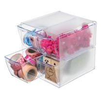 Cube Organizer Deflecto empilhável com 4 gavetas transparente 6x6x18cm