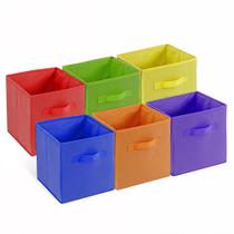 Cube Storage Bins 4E's Novelty de 11 polegadas Rainbow Color, pacote com 6