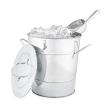 Cubeta de Hielo Aislada Twine con Tapa y Cuchara 4L de Metal Galvanizado