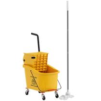 Cubeta HOMCOM para trapeador con exprimidor de 36L y trapeador amarillo