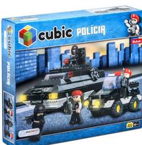 Cubic Polícia Swat Choque 311 peças 3 em 1 Com 4 Mini Figuras +6 Anos Compatível Lego