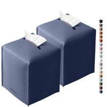 Cubierta para Caja de Pañuelos Tclouda de Cuero PU Doble Azul Marino Cubierta para Caja de Pañuelos Tclouda de Cuero PU Doble Azul Marino