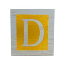 Cubo Amarelo Letra Azul Bebê com Aplique Festa Chá de Bebê Decoração 8x8x8 Cm Mdf Madeira