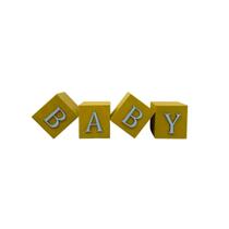 Cubo Amarelo Letra Azul Bebê Festa Chá de Bebê Decoração 8x8x8 Cm Mdf Madeira