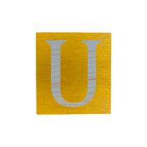 Cubo Amarelo Letra Azul Bebê Festa Chá de Bebê Decoração 8x8x8 Cm Mdf Madeira