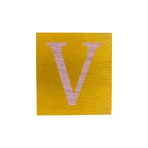 Cubo Amarelo Letra Rosa Bebê Festa Chá de Bebê Decoração 8x8x8 Cm Mdf Madeira